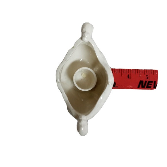 VTG Victorian Cherub Candle Holder White Majolica Pottery Angels Holiday Decor - Picture 11 of 16